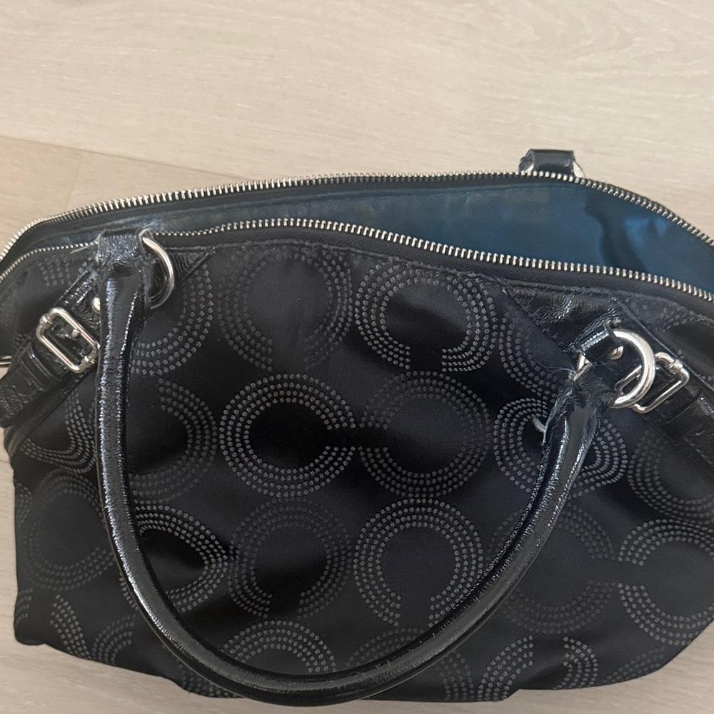 Coach Black Signature Dome Satchel with Silver Hardware - Picture 4 of 8